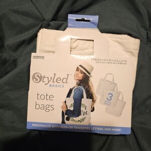 3-pack White Tote Bags For Cricut, Paint, Embroidery